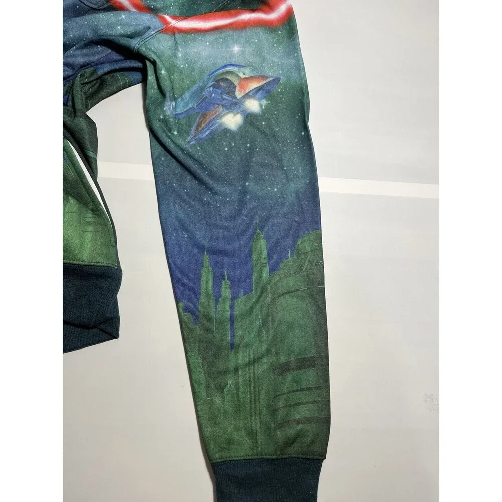 NEW Star Wars Boba Fett Flying. Men's Size Large Zip Hoodie Soft Fleece interior